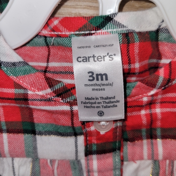 Carter's 2-Piece Set Girls Size 3 Months Tunic and Leggings Red Plaid Black New - Picture 3 of 5
